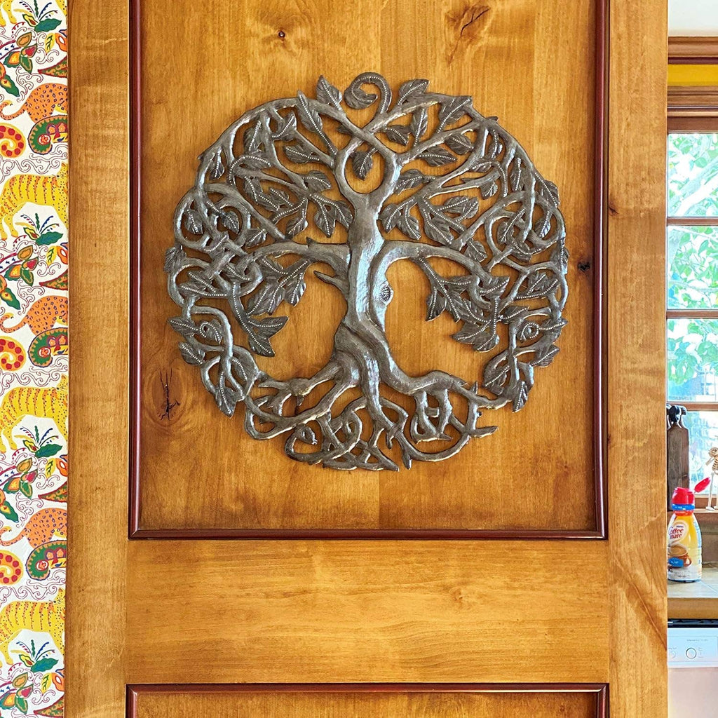 Celtic Tree of Life, Haitian Metal Wall Hanging Art 17"x17"