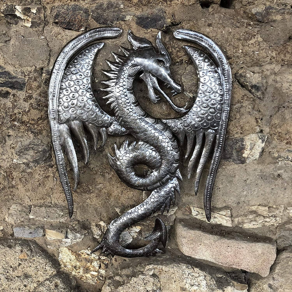 13.5" x 17.25" Dragon Wall Artwork, Metal Dragons, Handmade