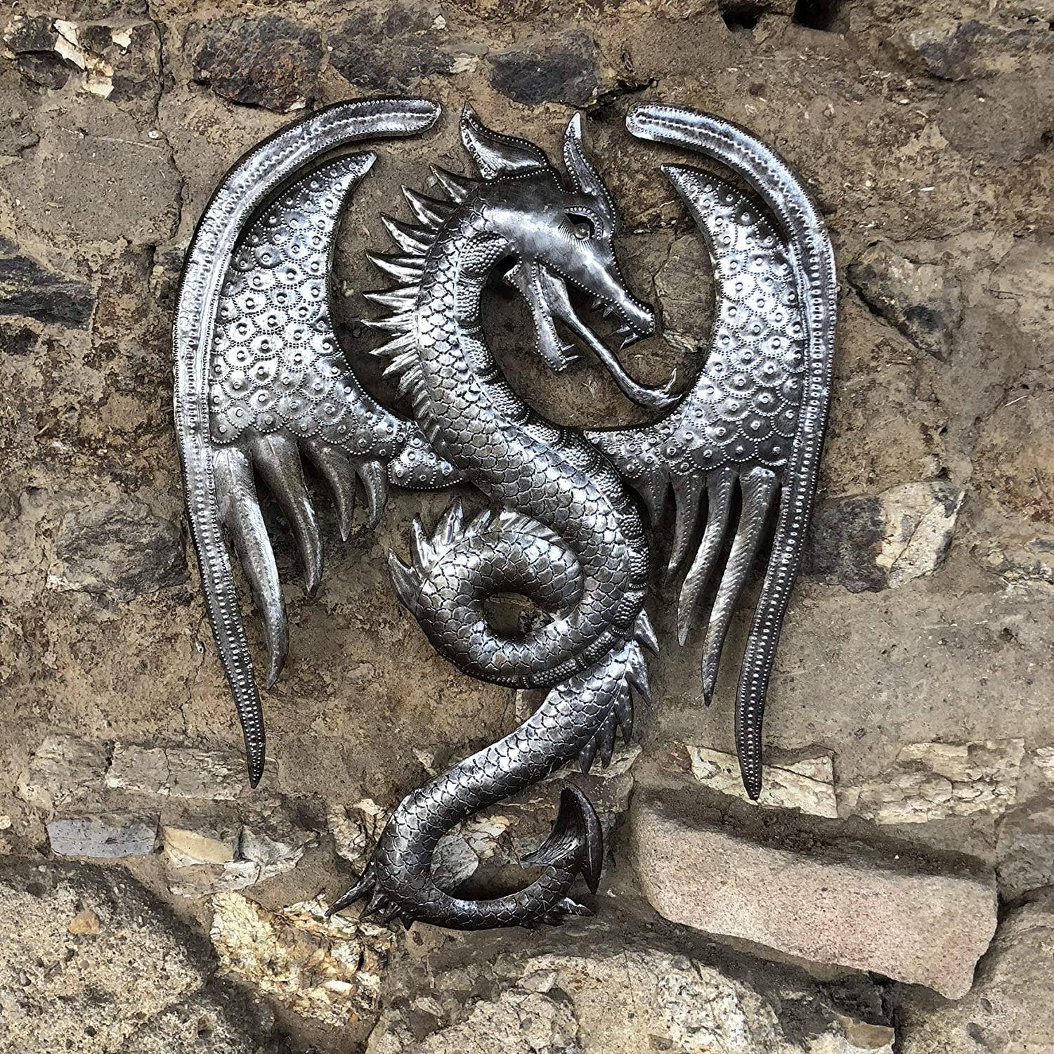 13.5" x 17.25" Dragon Wall Artwork, Metal Dragons, Handmade