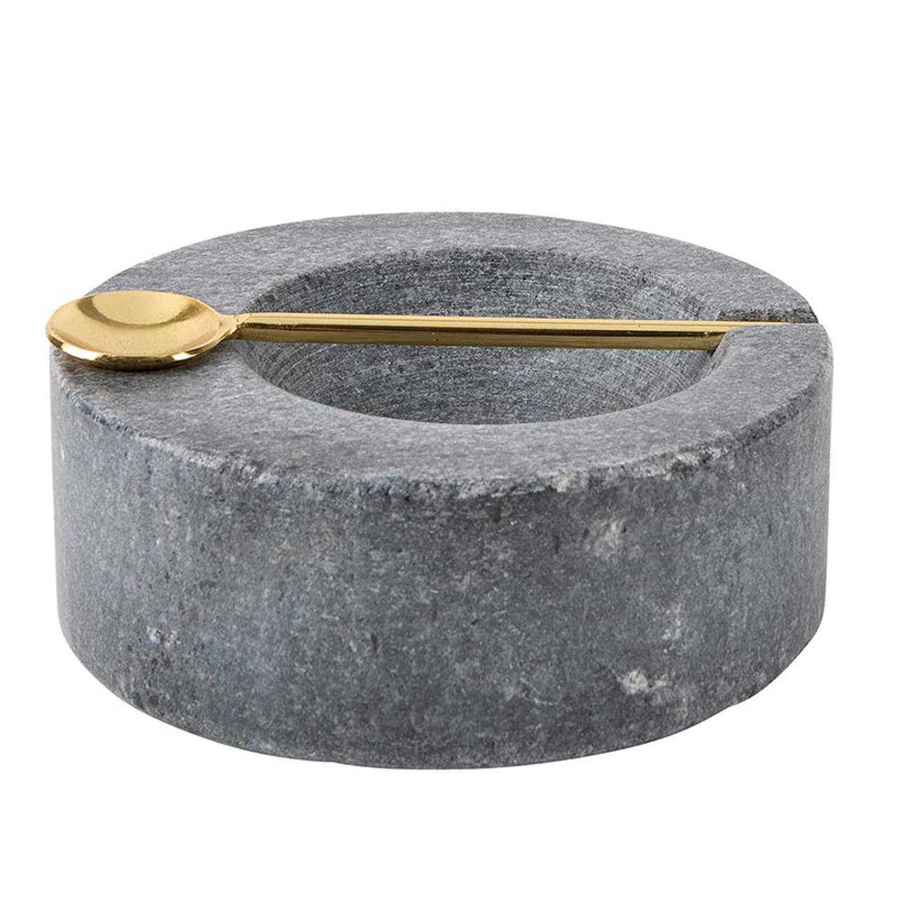 Gray Marble Pinch Pot with Spoon