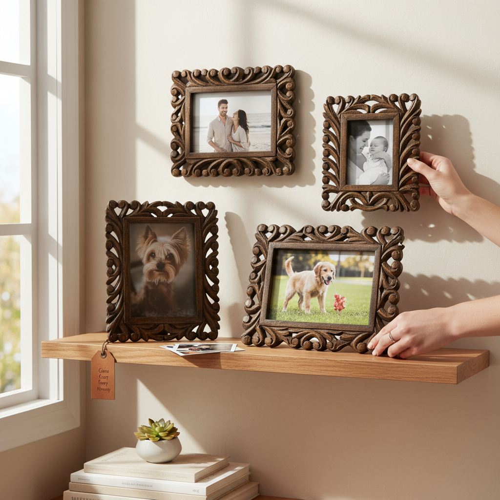 Castille Hand-Carved Easel Photo Frame-Fall Décor