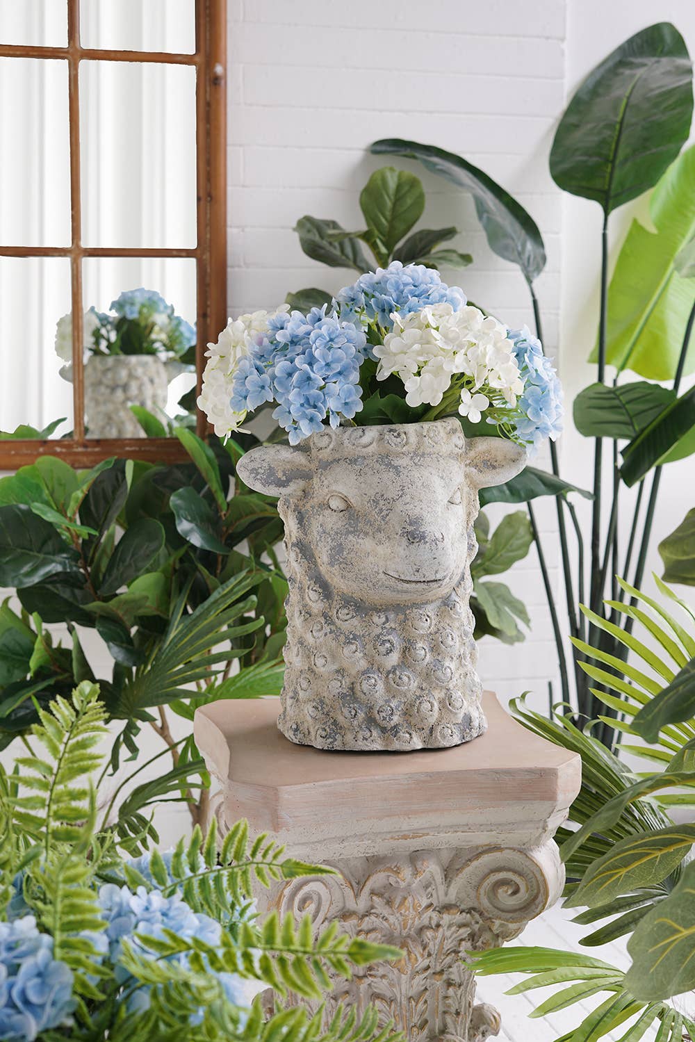 14x12x14.5"  Sheep Statue Planter - Cream
