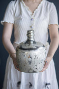D8x10" Antique Silver Etched Flower Vase