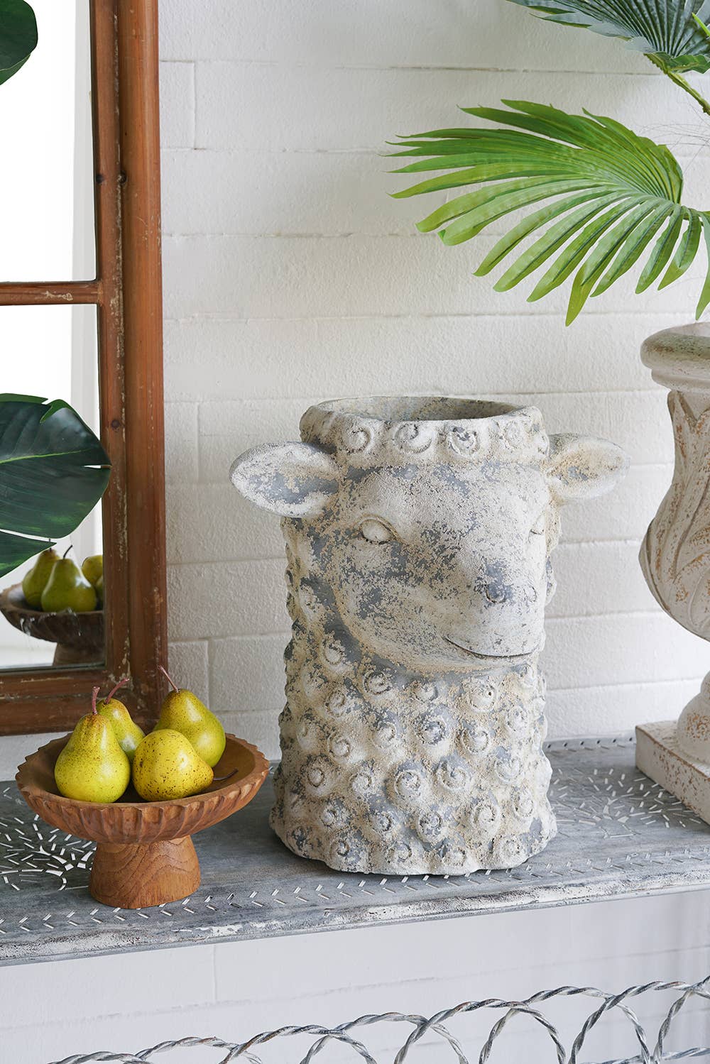14x12x14.5"  Sheep Statue Planter - Cream