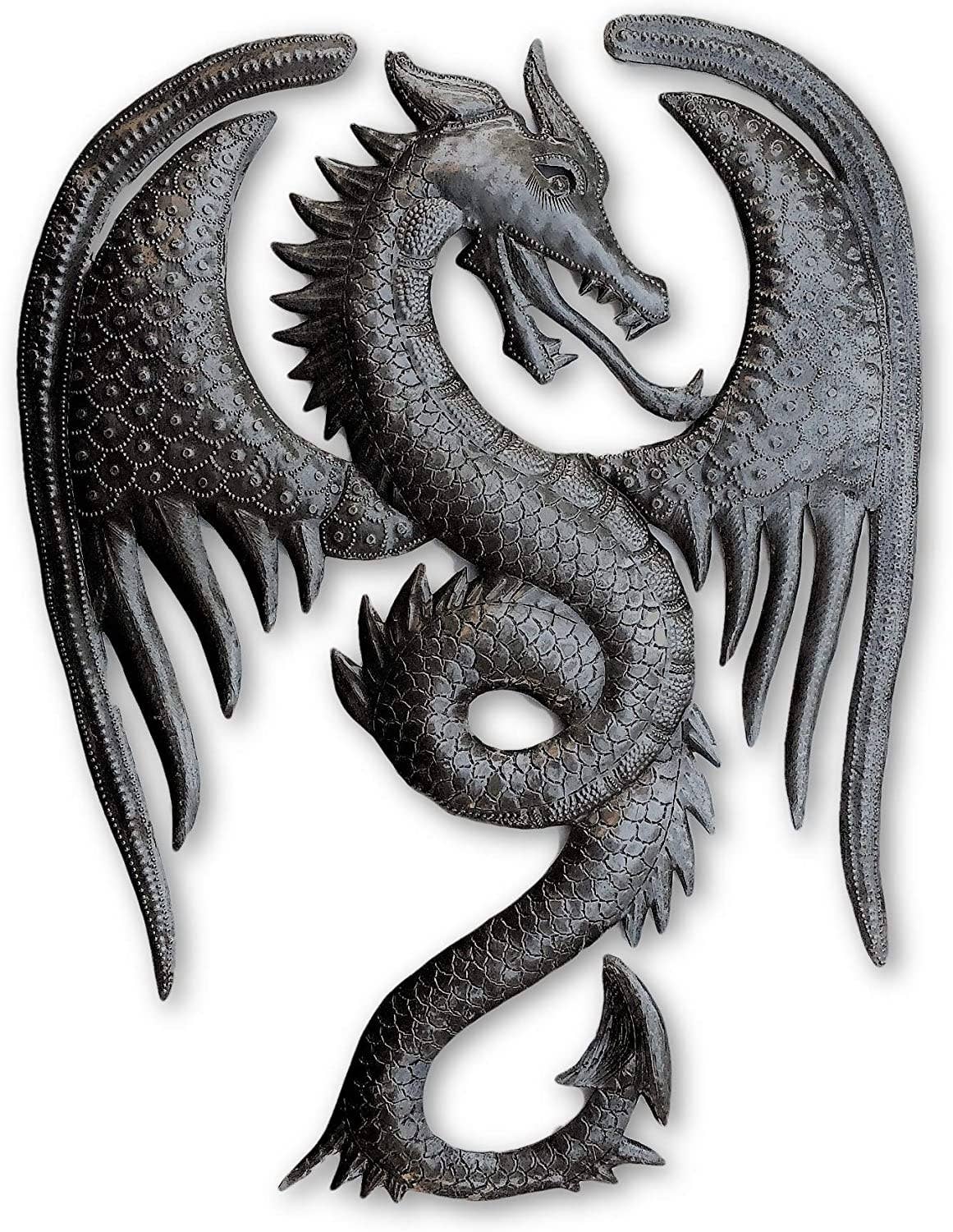 13.5" x 17.25" Dragon Wall Artwork, Metal Dragons, Handmade