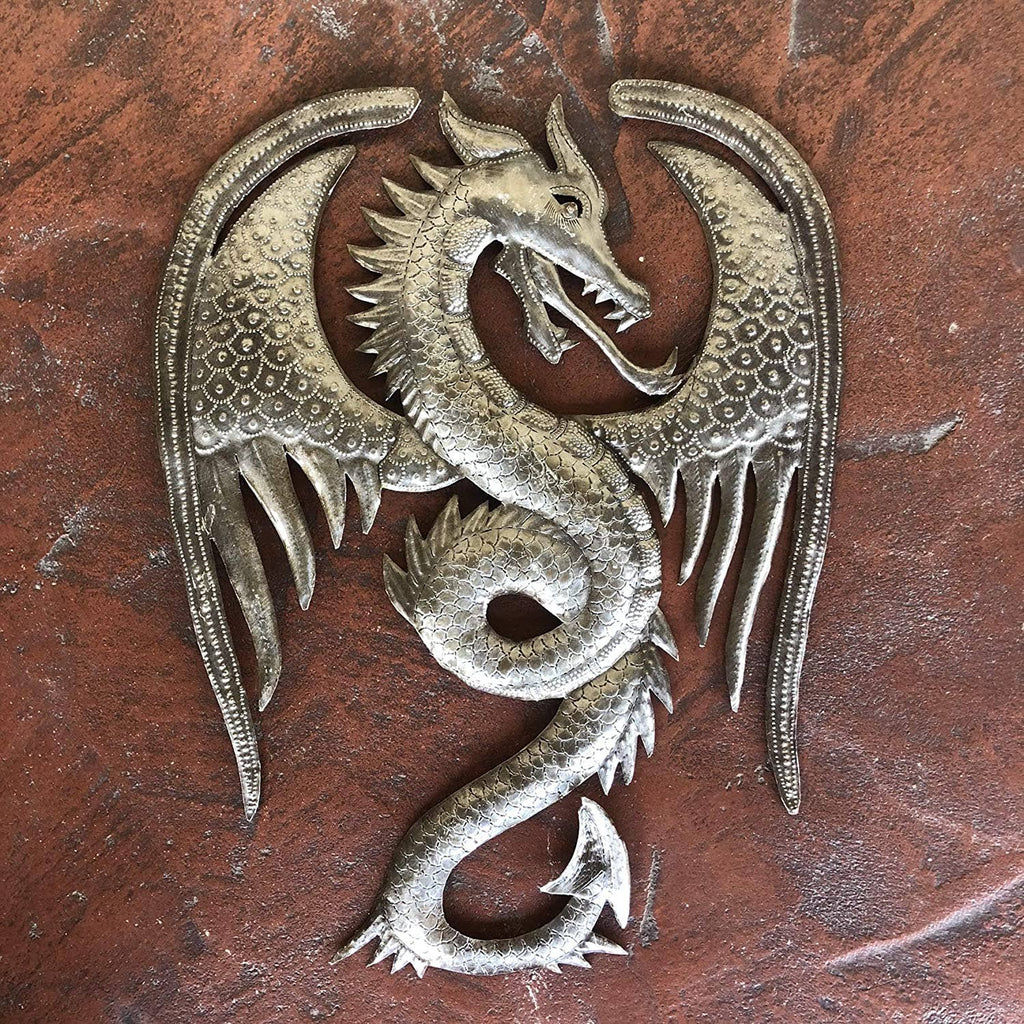 13.5" x 17.25" Dragon Wall Artwork, Metal Dragons, Handmade