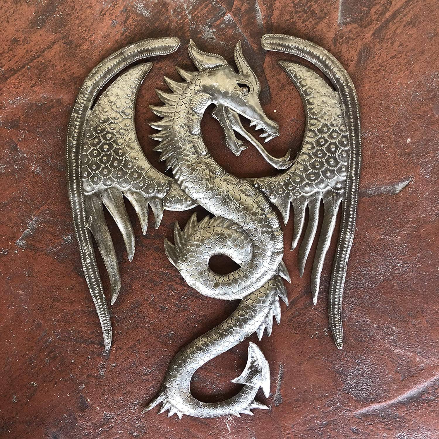 13.5" x 17.25" Dragon Wall Artwork, Metal Dragons, Handmade