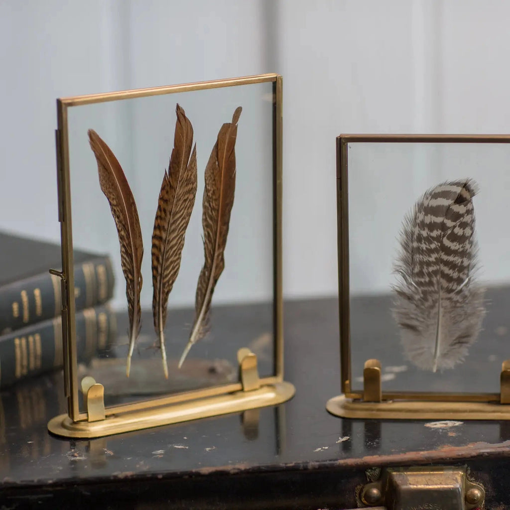 Solid Brass Frame with Stand and Feathers